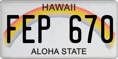 HI license plate FEP670