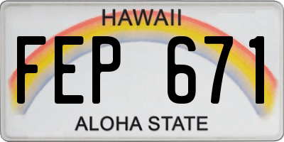 HI license plate FEP671