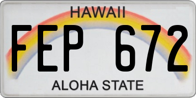 HI license plate FEP672