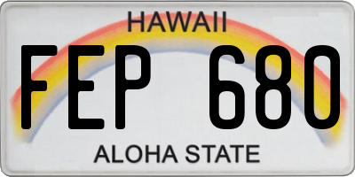 HI license plate FEP680