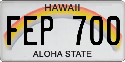 HI license plate FEP700
