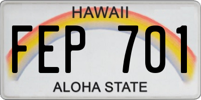 HI license plate FEP701