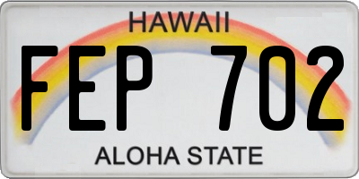 HI license plate FEP702