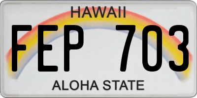 HI license plate FEP703