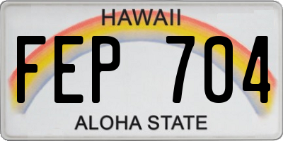 HI license plate FEP704