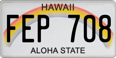 HI license plate FEP708
