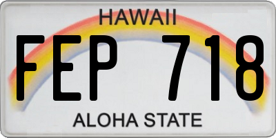 HI license plate FEP718