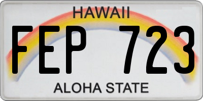 HI license plate FEP723