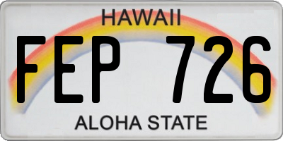 HI license plate FEP726