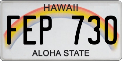 HI license plate FEP730
