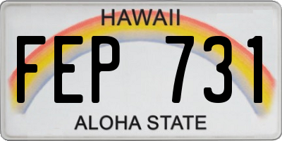 HI license plate FEP731