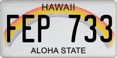 HI license plate FEP733