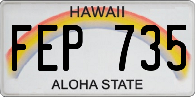 HI license plate FEP735