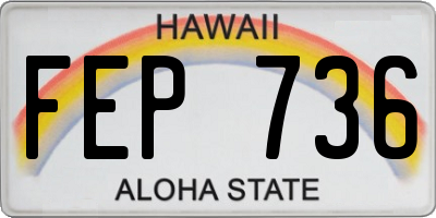 HI license plate FEP736