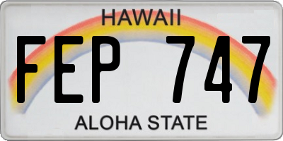 HI license plate FEP747