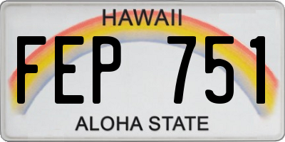 HI license plate FEP751