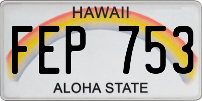 HI license plate FEP753