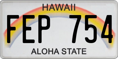 HI license plate FEP754