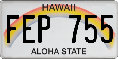 HI license plate FEP755