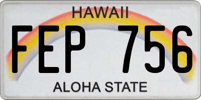 HI license plate FEP756