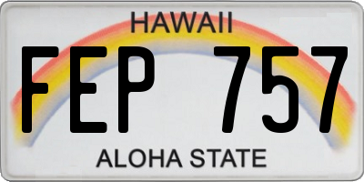 HI license plate FEP757
