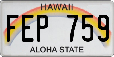 HI license plate FEP759