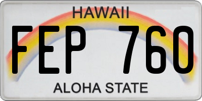 HI license plate FEP760