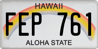 HI license plate FEP761