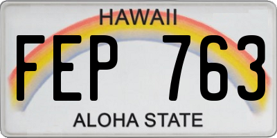 HI license plate FEP763