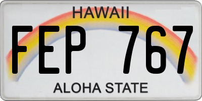 HI license plate FEP767
