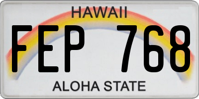 HI license plate FEP768