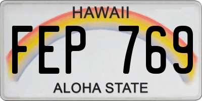 HI license plate FEP769