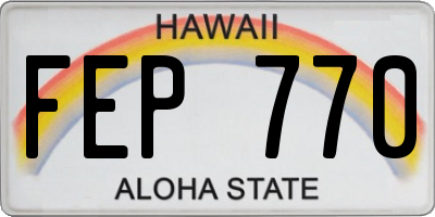 HI license plate FEP770