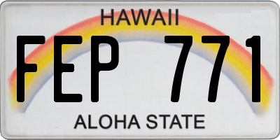 HI license plate FEP771