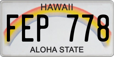 HI license plate FEP778
