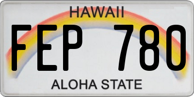 HI license plate FEP780