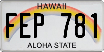 HI license plate FEP781