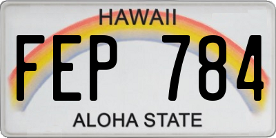 HI license plate FEP784