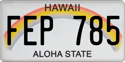 HI license plate FEP785