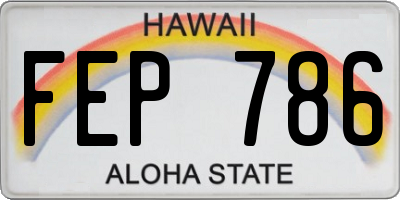 HI license plate FEP786