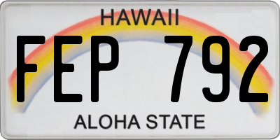 HI license plate FEP792