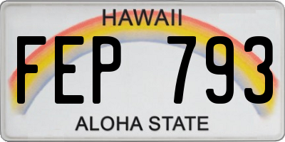 HI license plate FEP793