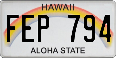 HI license plate FEP794