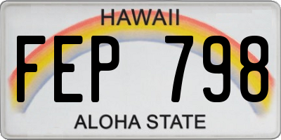 HI license plate FEP798