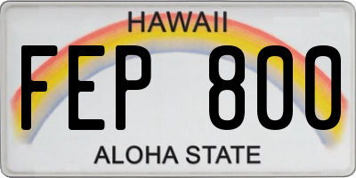 HI license plate FEP800