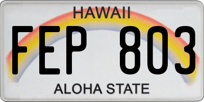 HI license plate FEP803