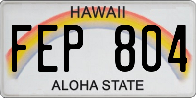 HI license plate FEP804