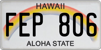HI license plate FEP806
