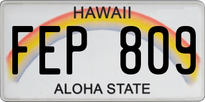 HI license plate FEP809