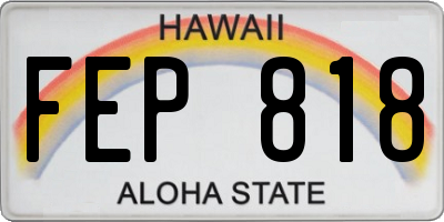 HI license plate FEP818